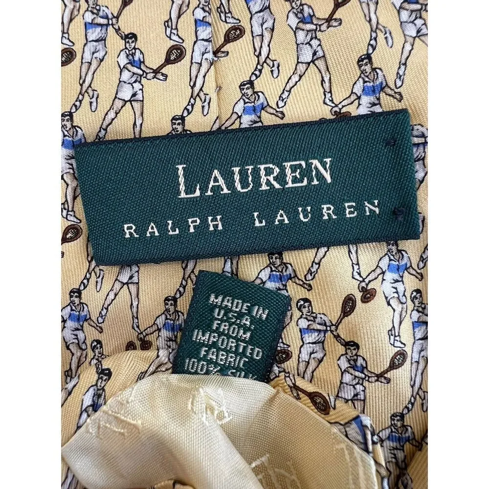 Vintage POLO Ralph Lauren 100% Silk Men's Tie Tennis Made by‎ Hand USA